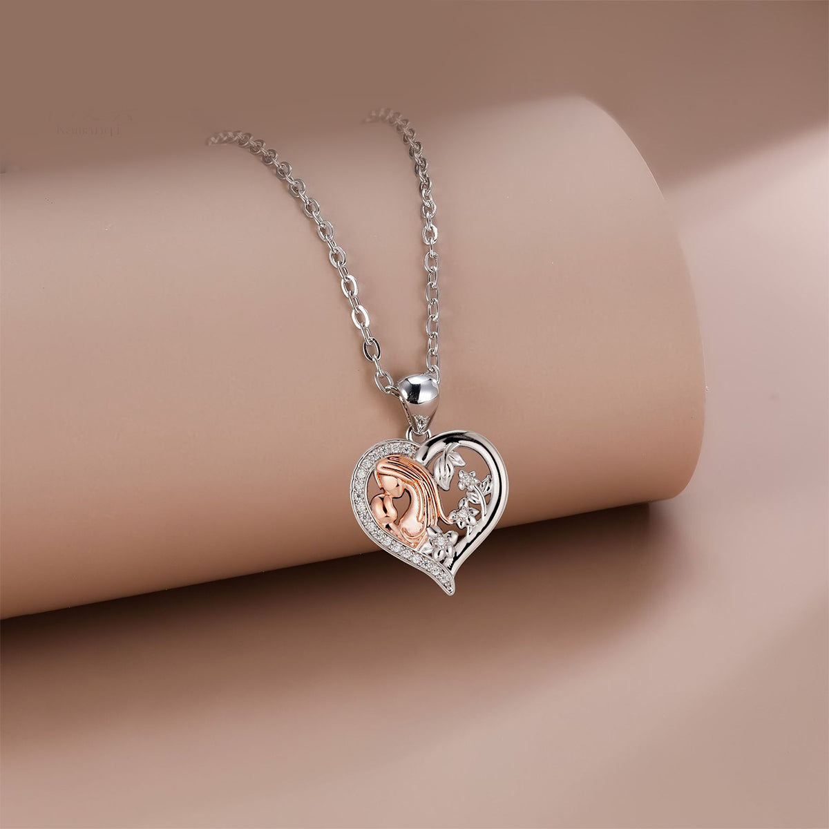 Copper With Silver/Rosegold Plated Heart Pendant Necklace