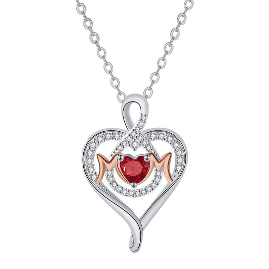 Copper With Silver/Rosegold Plated Heart Mom Pendant Necklace