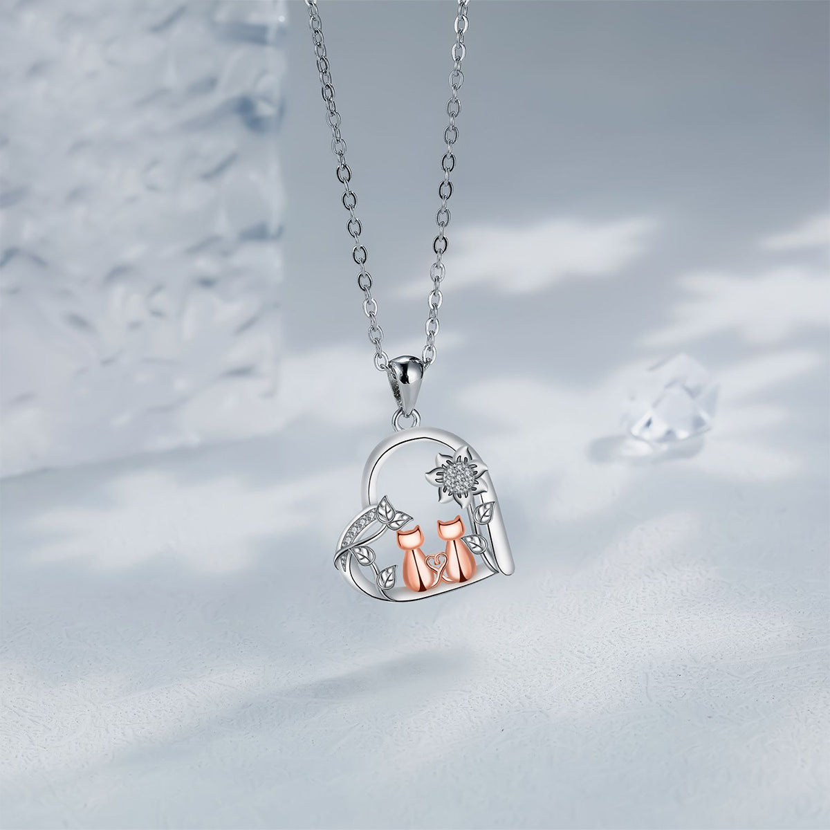 Copper With Silver/Rosegold Plated Heart Pendant Necklace