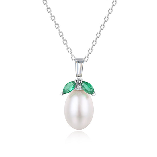 925 Sterling Silver Natural Pearl Drop Necklace Fashion Jewelry Gift for Women Girls