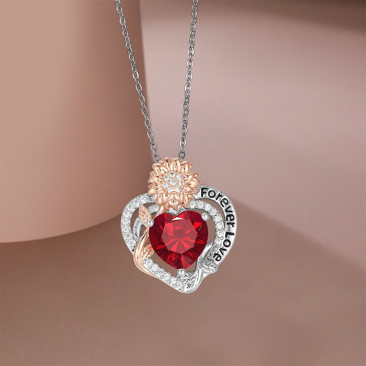 Copper With Silver/Rosegold Plated Heart Pendant Necklace