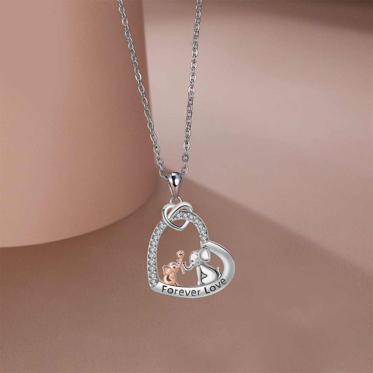 Copper With Silver/Rosegold Plated Heart Pendant Necklace