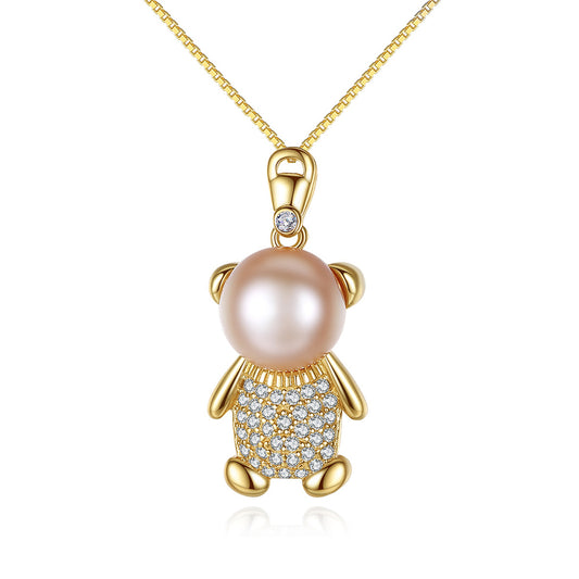 925 Sterling Silver Natural Pearl Drop Necklace Fashion Jewelry Gift for Women Girls