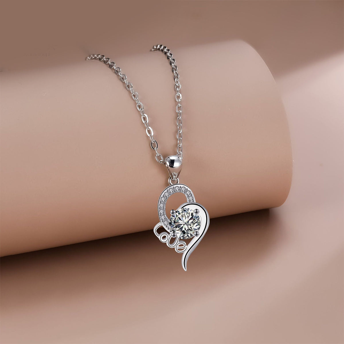 Copper With Silver Plated Foreve Heart Love Pendant Necklace
