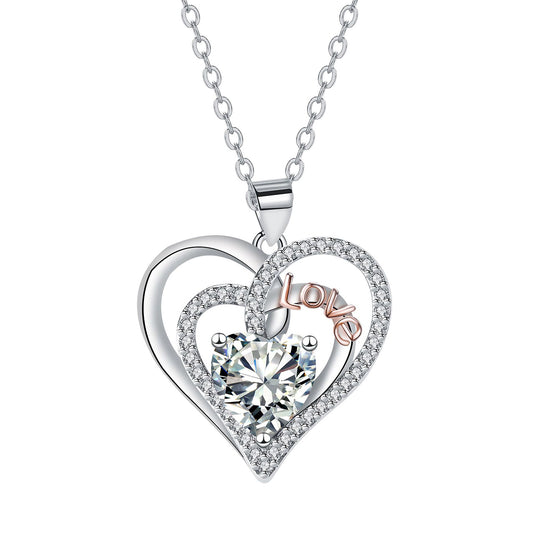 Copper With Silver Plated Heart Pendant Necklace