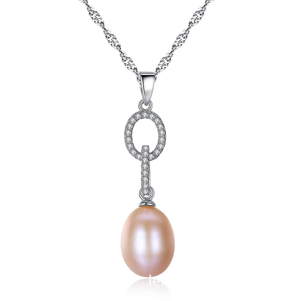 925 Sterling Silver Natural Pearl Drop Necklace Fashion Jewelry Gift for Women Girls