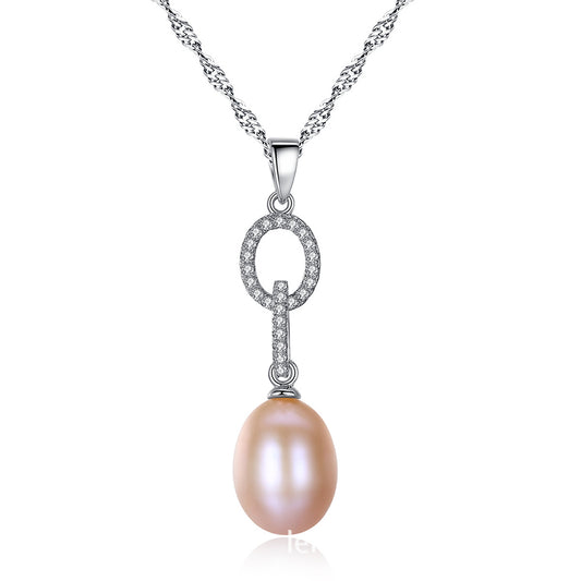 925 Sterling Silver Natural Pearl Drop Necklace Fashion Jewelry Gift for Women Girls