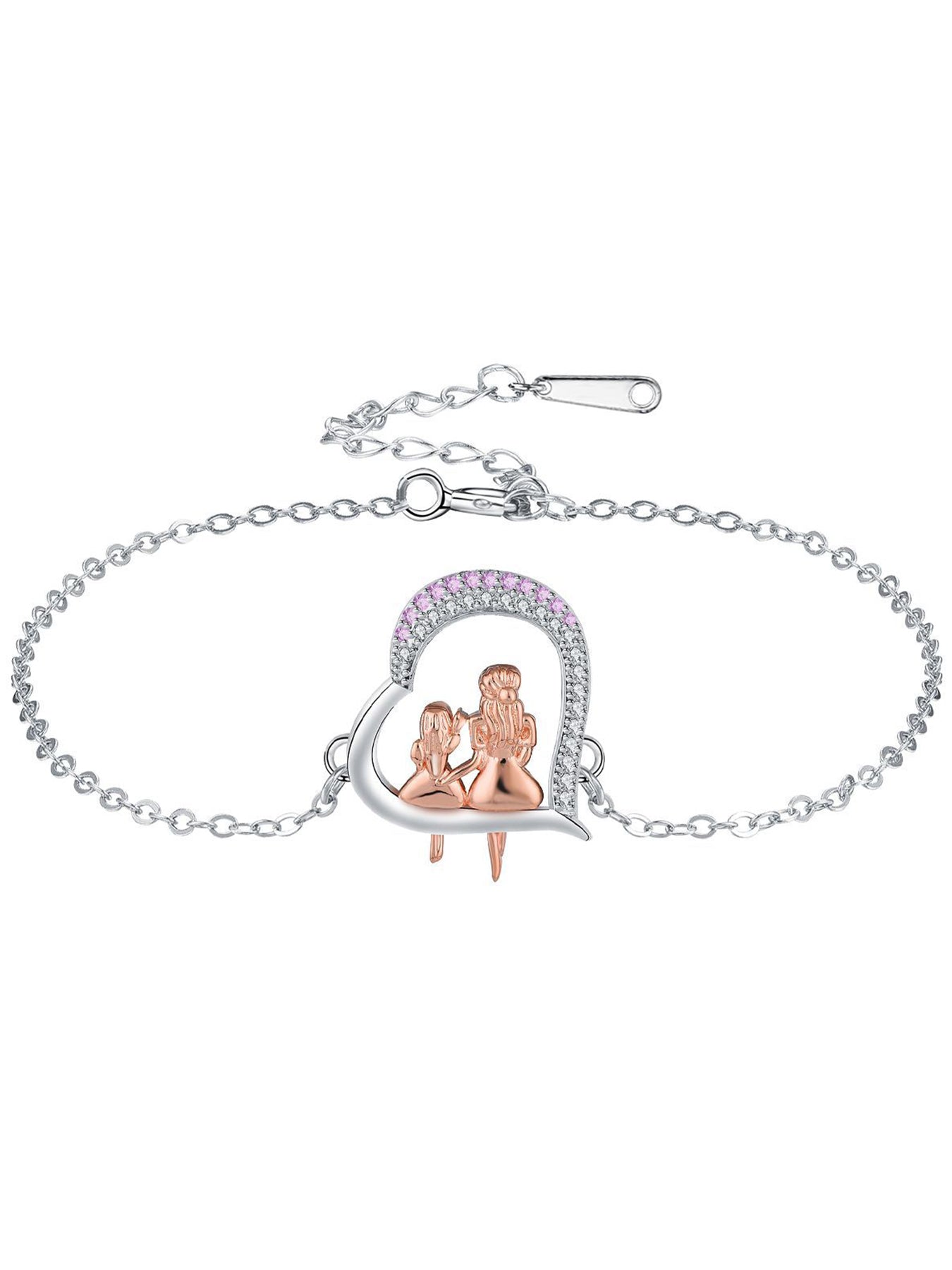 Heart Shaped Bracelet, Fashionable Rhinestone Decor Jewelry for Women & Girls, Trendy All-match & Exquisite Jewelry for Birthday Gift