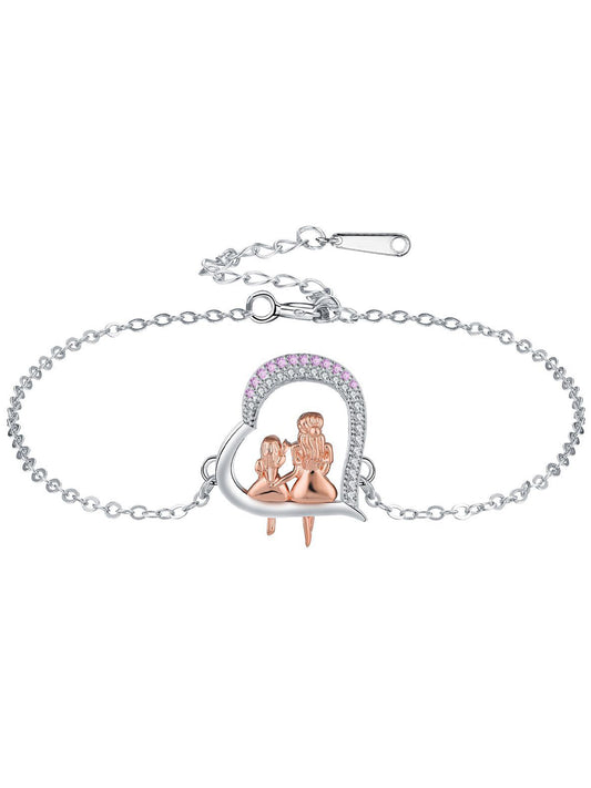 Heart Shaped Bracelet, Fashionable Rhinestone Decor Jewelry for Women & Girls, Trendy All-match & Exquisite Jewelry for Birthday Gift