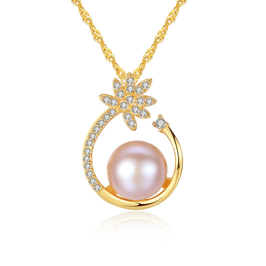 925 Sterling Silver Natural Pearl Drop Necklace Fashion Jewelry Gift for Women Girls