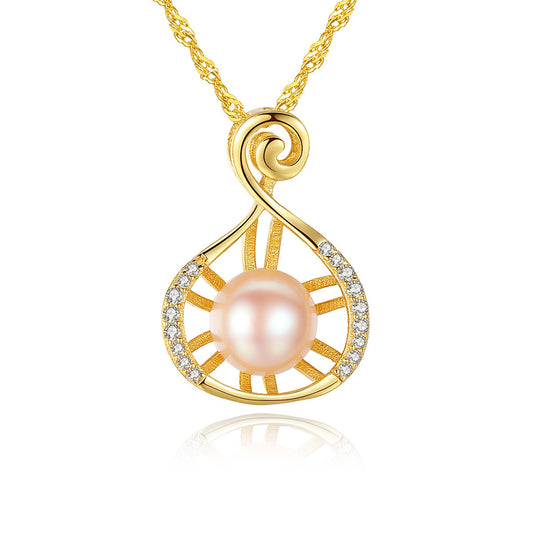 925 Sterling Silver Natural Pearl Drop Necklace Fashion Jewelry Gift for Women Girls