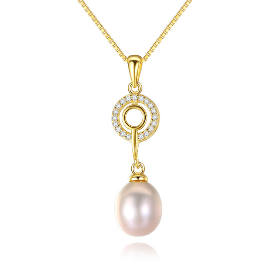 925 Sterling Silver Natural Pearl Drop Necklace Fashion Jewelry Gift for Women Girls