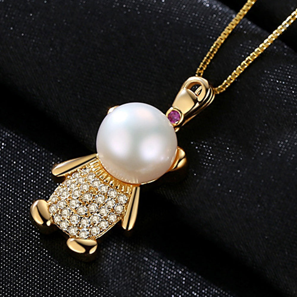 925 Sterling Silver Natural Pearl Drop Necklace Fashion Jewelry Gift for Women Girls