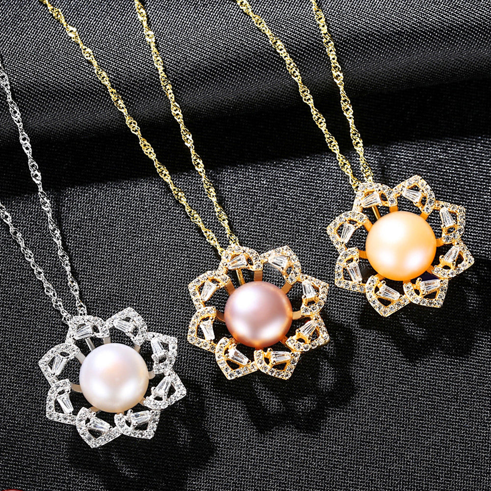 925 Sterling Silver Natural Pearl Drop Necklace Fashion Jewelry Gift for Women Girls