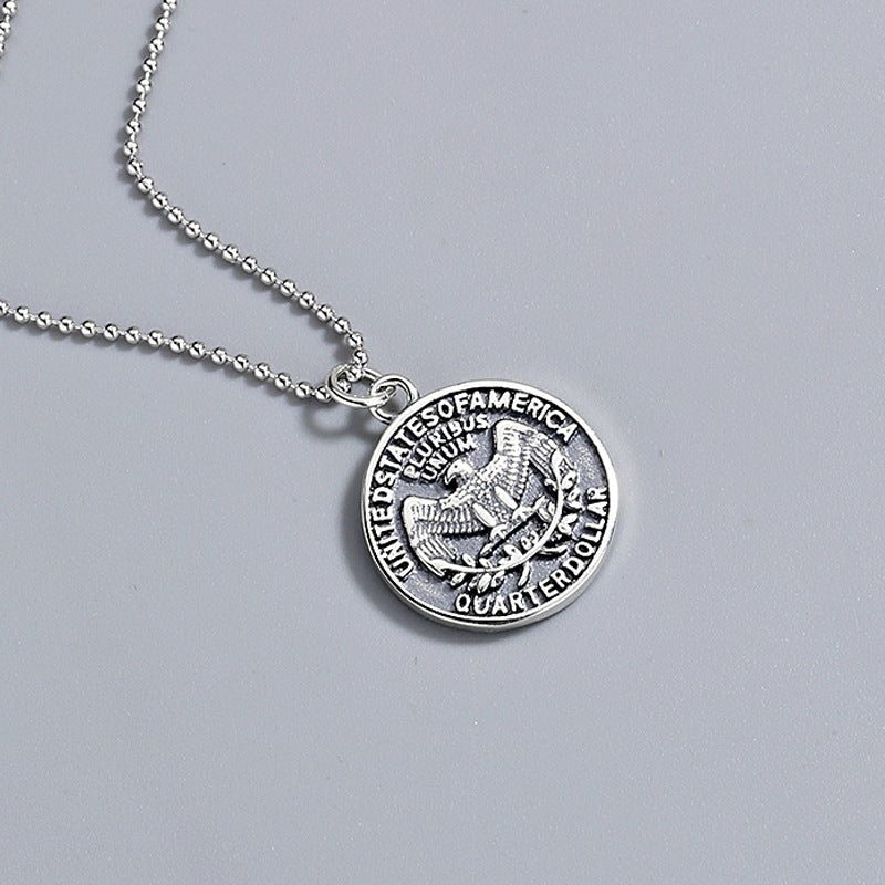 925 Sterling Silver Fashion Round Plate Necklace