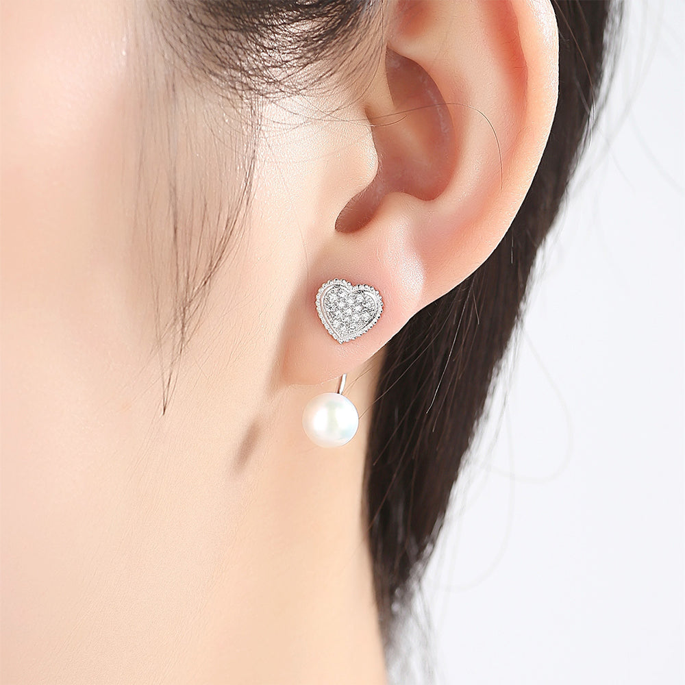 925 Sterling Silver Natural Pearl Long Drop Earrings Fashion Jewelry Gift for Women Girls
