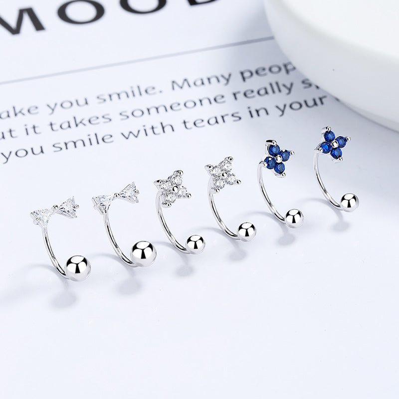 925 Sterling Silver Flower Screwed Earrings