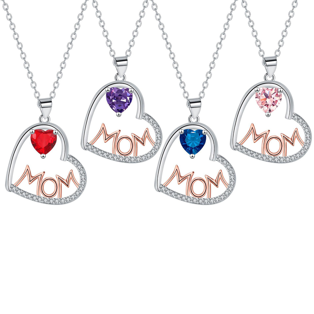 Copper With Silver/Rosegold Plated Heart Pendant Necklace