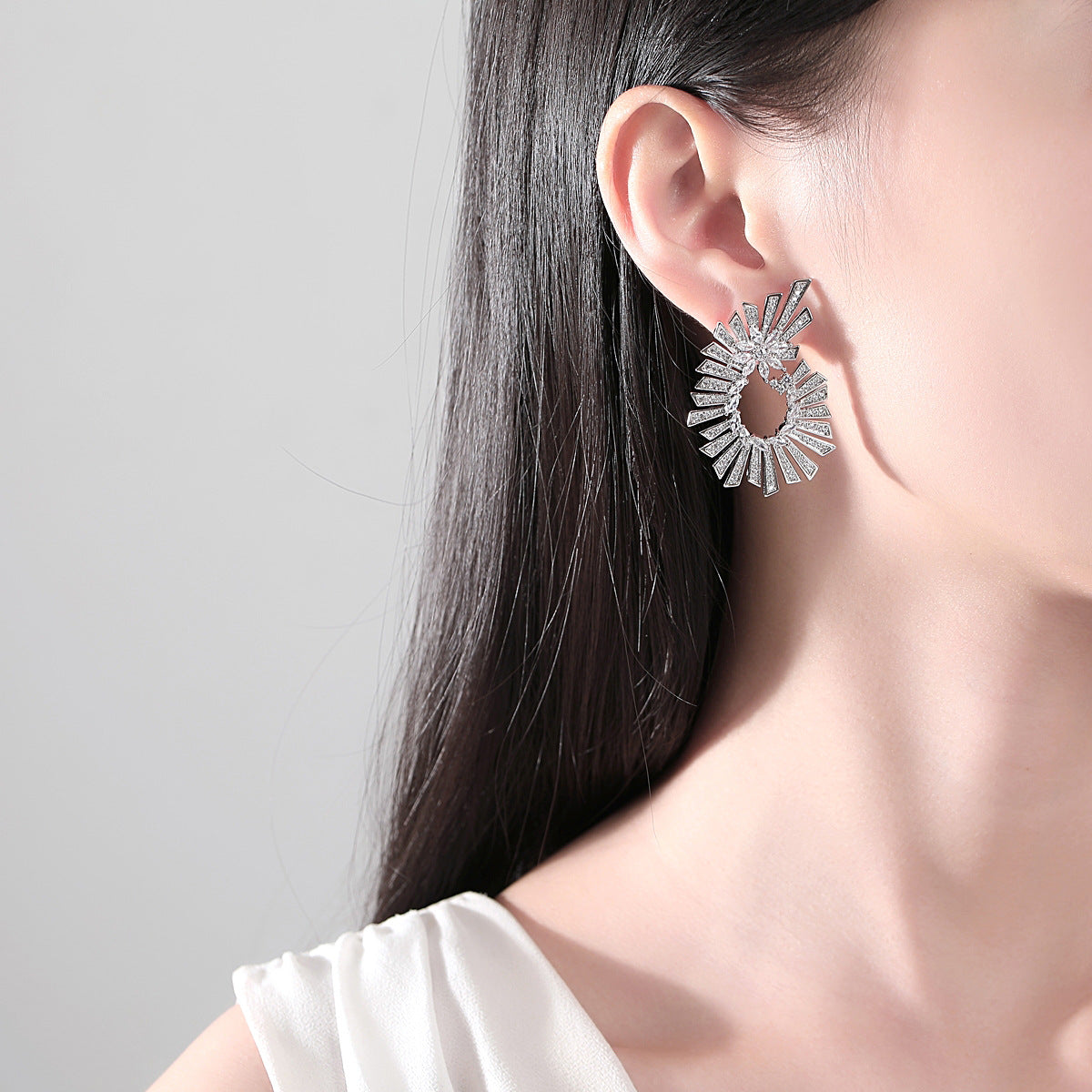 Copper With Silver Plated Fashion Jewelry Earrings