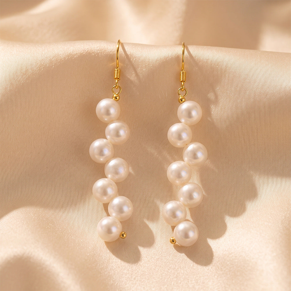 Pendientes de aro con perla natural en plata de ley 925, joyería de moda, regalo para mujeres y niñas.