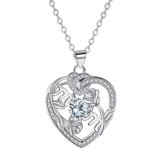 Copper With Silver Plated Heart Pendant Necklace for Women