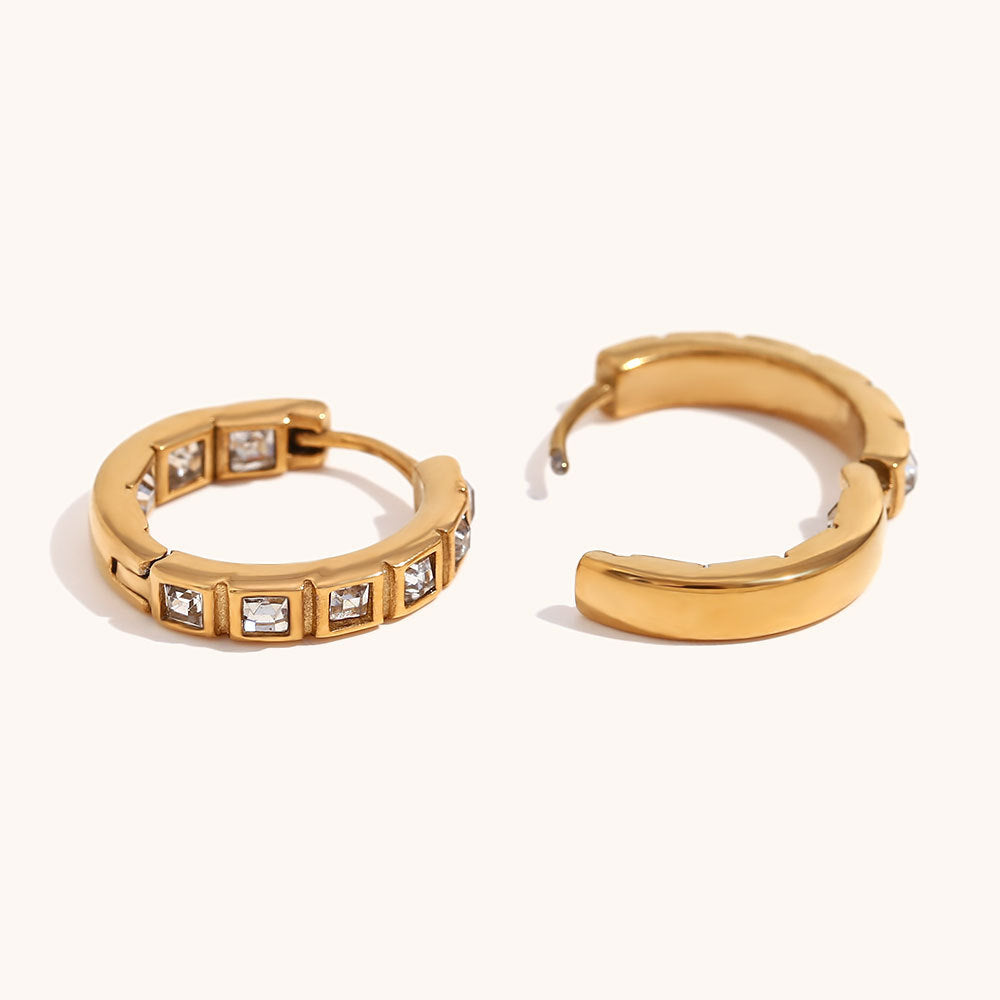 316L Stainless Steel Jewelry Fashion Huggie Zircon Earrings