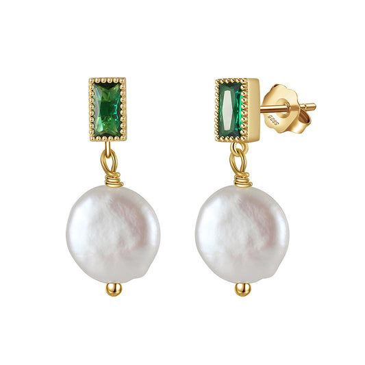 925 Sterling Silver Natural Pearl Earrings Fashion Jewelry Gift for Women Girl