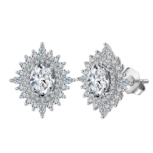 925 Sterling Silver Big Zircon Earrings