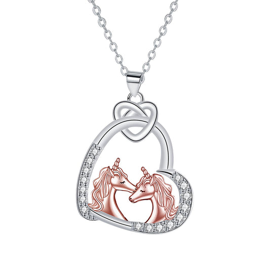 Copper With Silver/Rosegold Plated Heart Pendant Necklace