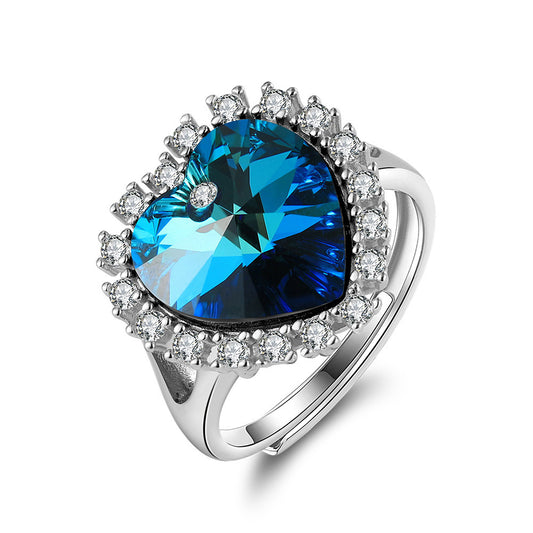 925 Sterling Silver Crystal Heart Ring