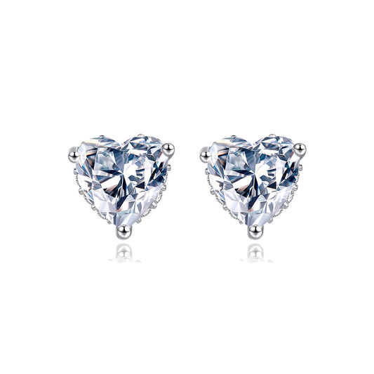 925 Sterling Silver Heart Earrings Fashion Jewelry Gift for Women Girls