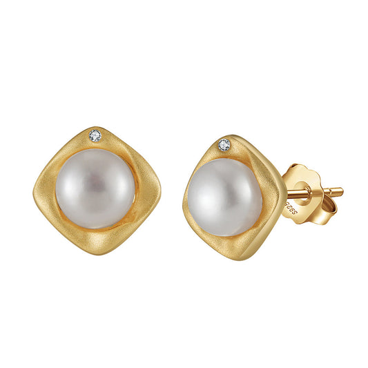 925 Sterling Silver Natural Pearl Earrings Fashion Jewelry Gift for Women Girl