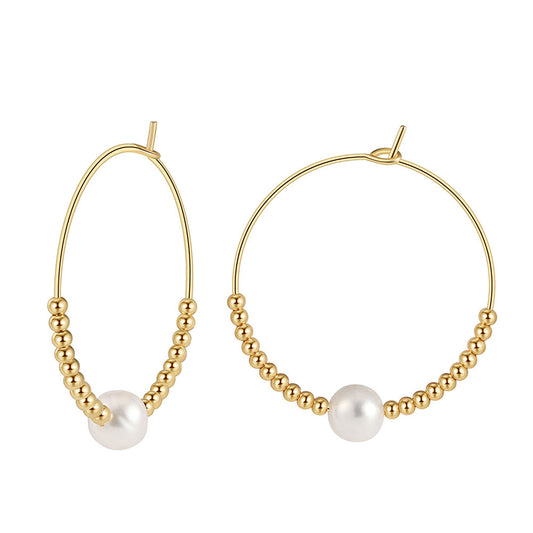 925 Sterling Silver Natural Pearl Earrings Fashion Jewelry Gift for Women Girl