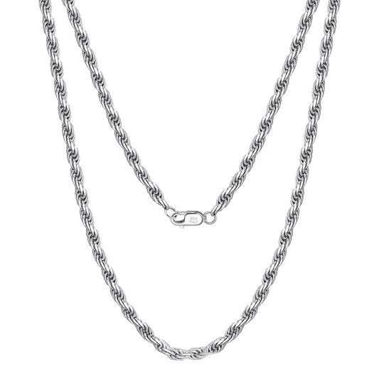 925 Sterling Silver Rope Chain 1.2mm 1.5mm 1.7mm 2.3mm 3.3mm