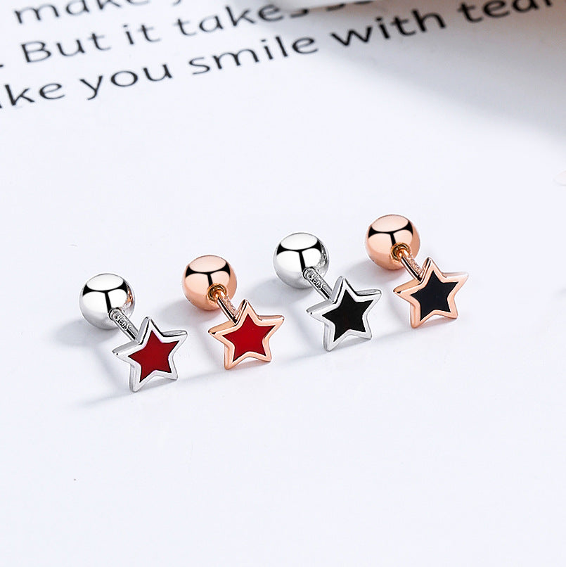 925 Sterling Silver Star Screwed Earrings