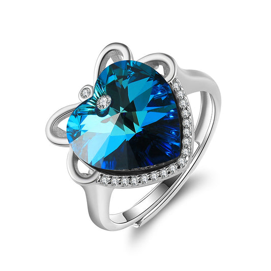 925 Sterling Silver Crystal Heart Ring