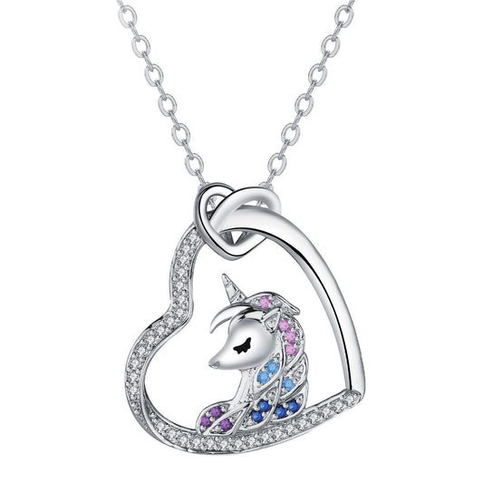 Copper With Silver Plated Unicorn Necklace for Women
