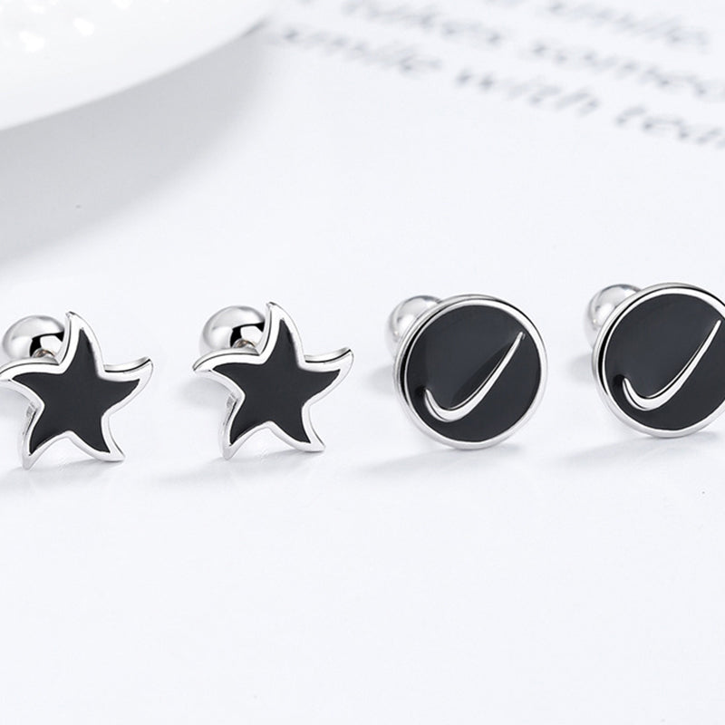 925 Sterling Silver Star Screwed Earrings
