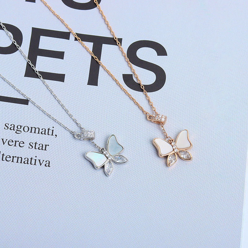 925 Sterling Silver Fashion Butterfly Pendant Necklace