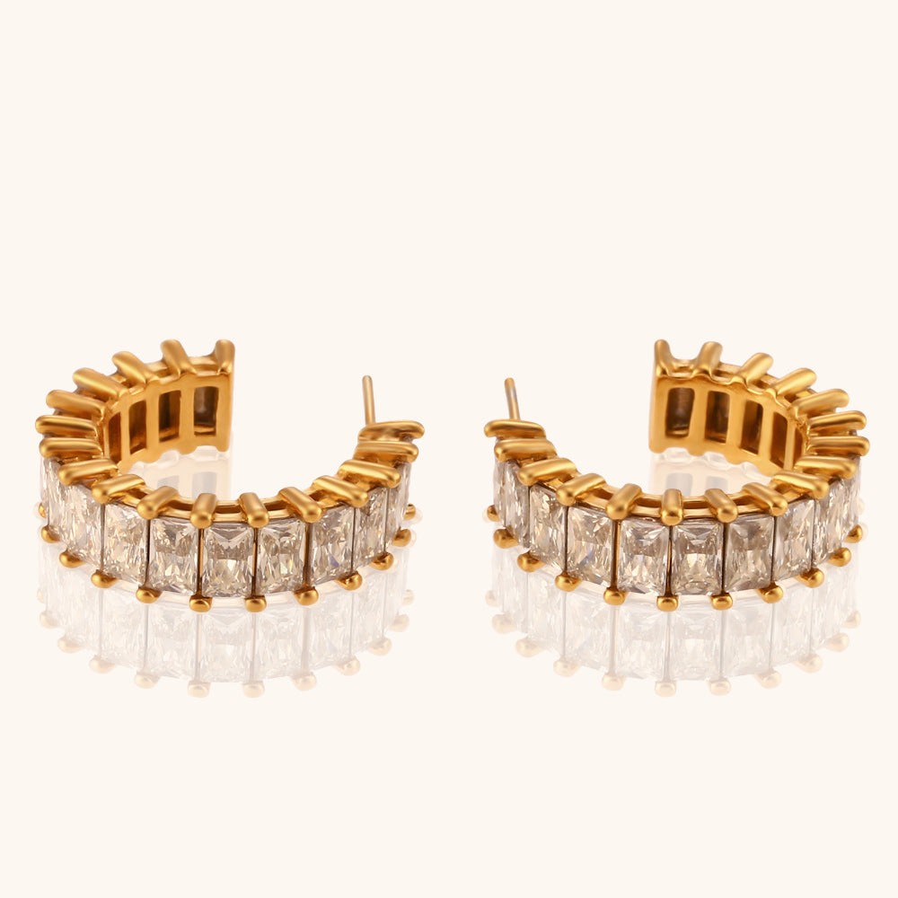 316L Stainless Steel Jewelry Fashion Zircon Earrings