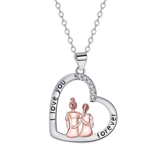 Copper With Silver/Rosegold Plated Heart Pendant Necklace