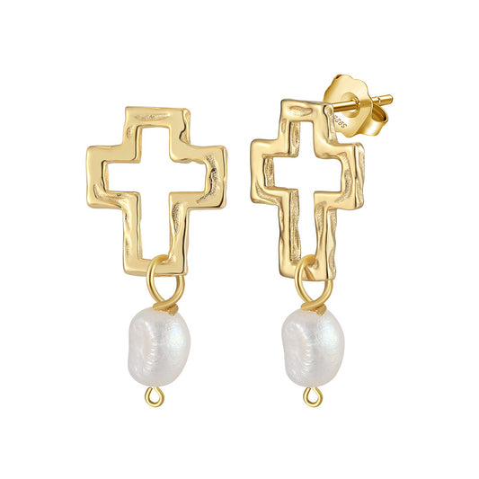 Pendientes de perlas naturales de plata de ley 925, joyería de moda, regalo para mujeres y niñas.
