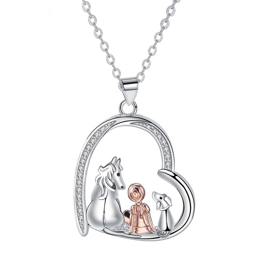 Copper With Silver/Rosgold Plated Heart Pendant Necklace