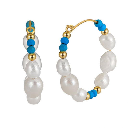 925 Sterling Silver Natural Pearl Earrings Fashion Jewelry Gift for Women Girl