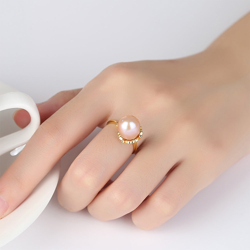 925 Sterling Silver Natural Pearl Ring Fashion Jewelry Gift for Women Girls