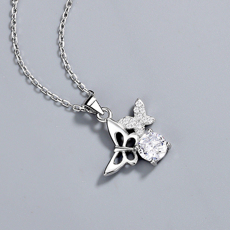 925 Sterling Silver Fashion Butterfly Pendant Necklace