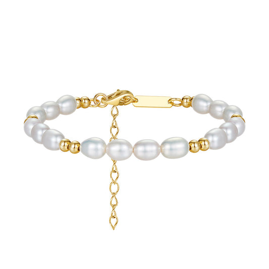 925 Sterling Silver Pearl Bracelet Fashion Jewelry Gift for Women Girls
