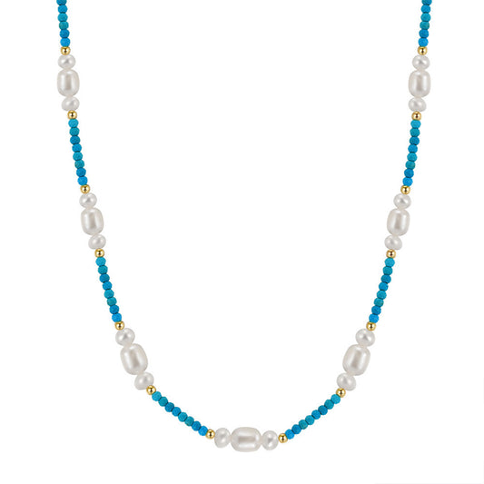 925 Sterling Silver Natural Pearl Necklace Fashion Jewelry Gift for Women Girls