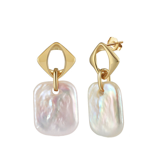 925 Sterling Silver Natural Pearl Earrings Fashion Jewelry Gift for Women Girl