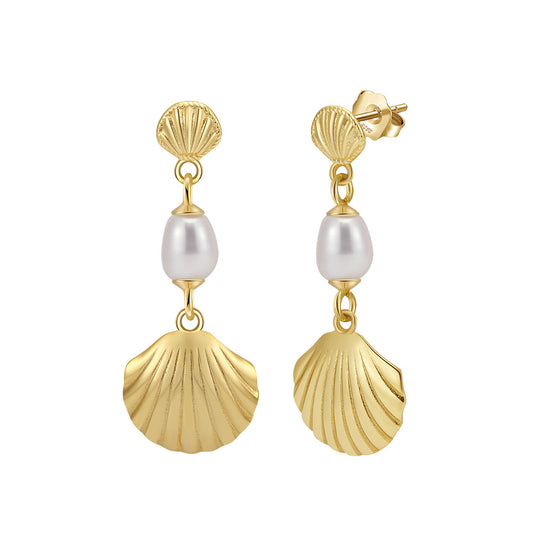 925 Sterling Silver Natural Pearl Earrings Fashion Jewelry Gift for Women Girl